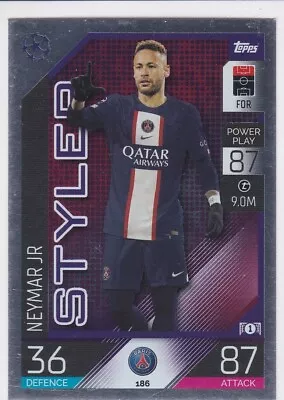 NEYMAR JR. Topps Match Attax Silver Foil SOCCER FUTBOL Card Paris Saint-Germaine • $0.99