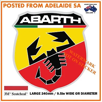 NEW VINTAGE ABARTH  FIAT STICKER DECAL X-LARGE 240mm DIA / WIDE HOT ROD • $10