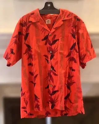 Vintage 70's Ui Maikai Red Hawaiian Shirt Medium Made In USA HAWAII • $26