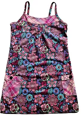 REI Vintage Girl’s Dress Sz 8 Pink Purple Floral Patchwork Sundress • $11.99