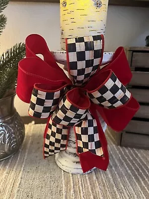 Mackenzie Child’s Courtly Check Bow | Bow | Red Velvet Ribbon | FREE SHIPPING • $42