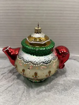 Vtg Kurt S Adler Polonaise Mercury Glass Christmas Ornament Teapot Gingerbread • $43