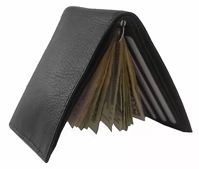 Mens Leather Metal Spring Money Clip Wallet Slim Front Pocket Credit Card Holder • $10.95