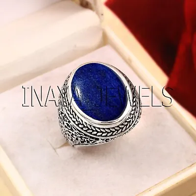 Natural Lapis Lazuli Mens Ring Solid 925 Sterling Silver Mens Ring Handmade Ring • $39.99