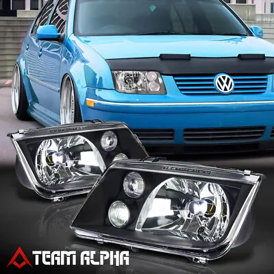 Fits 1999-2005 VW Jetta/Bora MK4 IV [Black/Clear] Headlight W/Projector Fog Lamp • $90.98