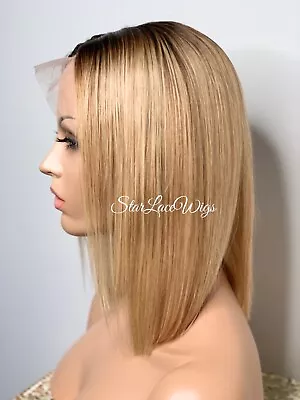 13x4 Human Hair Blonde Bob Wig Lace Front Wigs Short Straight Bob #27 • $145.01