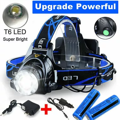 150000LM Zoomable LED Headlamp Rechargeable Headlight Bright T6 Head Torch AU • $18.49