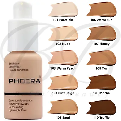 PHOERA Bottle Liquid Matte Flawless Long Lasting Foundation 30ml *CHOOSE SHADE* • £5.95