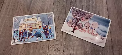 Lot Of 2 Villeroy & Boch Vilbo Ceramic Cards Winter Scenes W Germany Karin Blume • $19.82