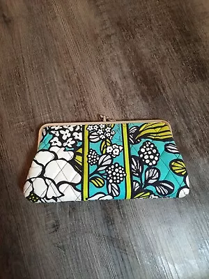 Vera Bradley Island Blooms Teal Black White Double Kisslock Clutch Wallet • $34.88