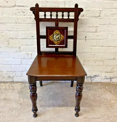Antique Victorian Mahogany Tiled Back Hall Chair (Can Deliver) • £95