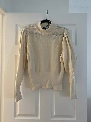 Just Female Sophie High Neck Knit 100% Linen Sweater Size L • £57