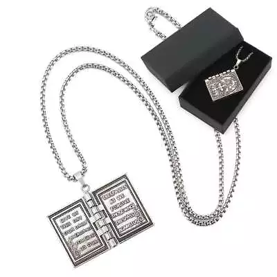 Vintage Silver Cross Bible Book Unique Pendant Necklace For Men Women Gift • $6.79