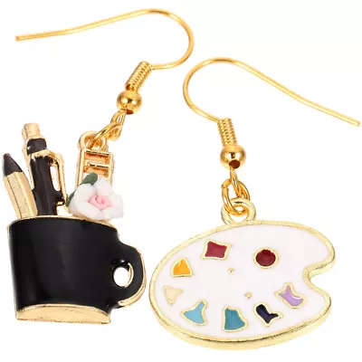 1 Pair Art Gifts Of Artist Paint Palette Paint Brush Earrings Girl Dangle Drop • £4.62