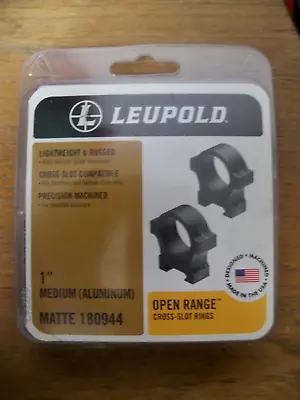 NEW Leupold 180944 Open Range Cross Slot Scope Rings Medium Black Matte 1   Inch • $49