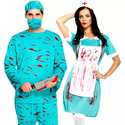 Bloody Surgeons Adults Fancy Dress Halloween Medical Undead Zombie Costumes New • £10.49