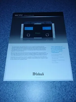 McIntosh MC252 Power Amplifier Original Sales Brochure • $14.95