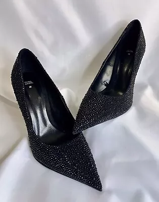 ZARA - Womens Black Crystal Encrusted High Heel Pumps - US Size 6 • $25