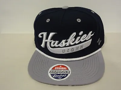 Vintage NCAA UCONN Huskies Script W/Rope Snapback Hat Zephyr NEW NWT Wool Blend • $24.99