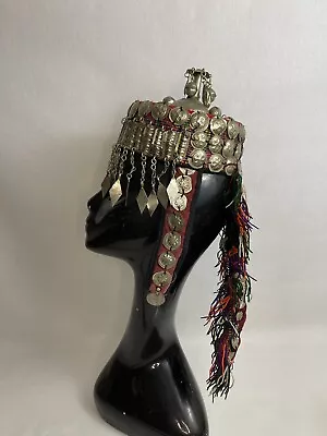 Wedding Headdress Turkmenistan Coins Cowrie Shells Vintage • $149