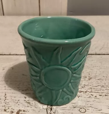 A Brand New Studio Pottery Ceramic Toothbrush Holder Sun Design Green • £3.75