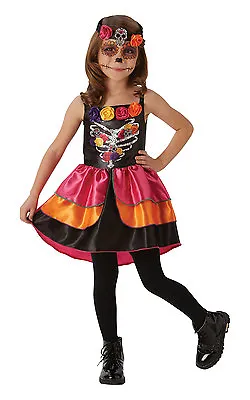 Fancy Dress Costume ~ Halloween Sugar Skull Day Of The Dead Ages 5-10 Years • £18.24