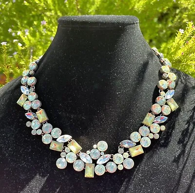 Designer ZARA Statement Collar Necklace Rhinestone Crystal Faux Citrine Clear • $29.99