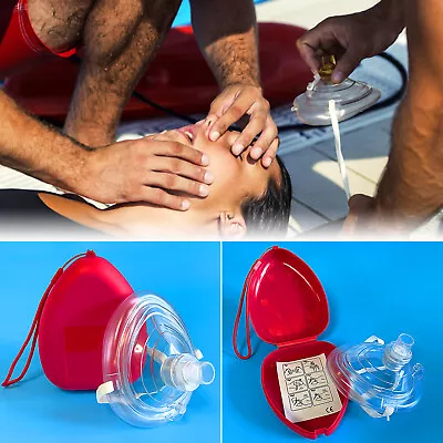 1/2x CPR Pocket FACE MASK With Valve Resuscitation First Aid Rescue Mouth Shield • £9.45