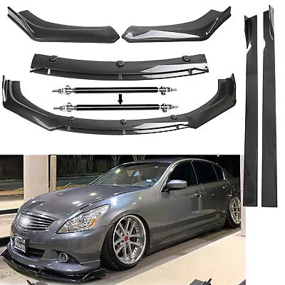 Front Bumper Lip Spoiler Splitter Carbon Fiber Side Skirt For Infiniti G35 G37 • $129.99