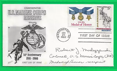 Robert Modrzejewski Medal Of Honor Signed Marine Corps First Day Cover 1966 • $28