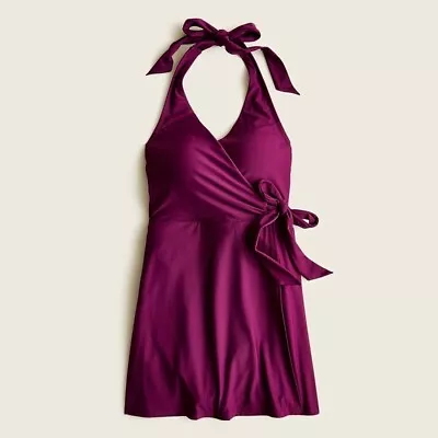 J Crew Halter Wrap Swim Dress One Piece Swimsuit In Iris Purple Plum • $67.99