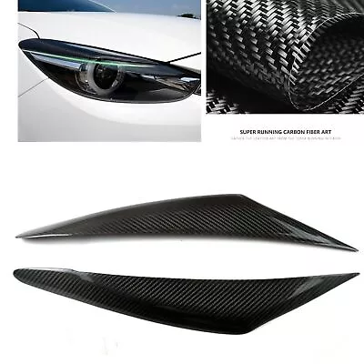 2x Carbon Fiber Front Headlight Eyelid Cover Trim For Mazda 3 AXELA 2017-2018 • $34.54