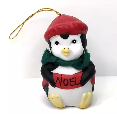 Vintage Giftco Ceramic Penguin Bell Christmas Tree Ornament Decoration 1986 • $13