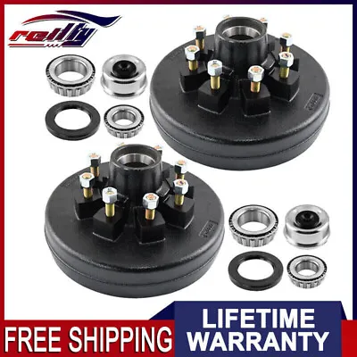 Pair 8 Lug Trailer Brake Hub Drum Kits 8 On 6.5 8x6.5 For 7000 Lbs Axle-22004K • $176.45