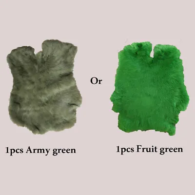 1X Dyed Rabbit Fur Skin Hide Real Fur Pelt Army Green Or Fruit Green Random Send • $8.54