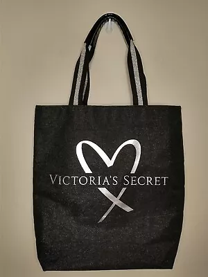 Victoria's Secret Black Silver Glitter Sparkle Tote Bag 16.5”x16.5” • $4.99