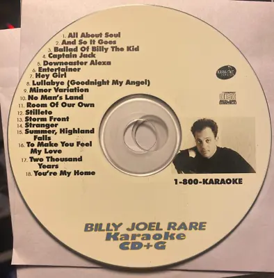 CUSTOM KARAOKE BILLY JOEL 18 GREAT SONG Cdg CD+G HARD-TO-FIND RARE ALBUM CUTS • $39.95