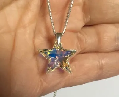 £14.99 • Buy 925 Silver Necklace Pendant Made With Swarovski® Crystals Star Jewellery AB Gift