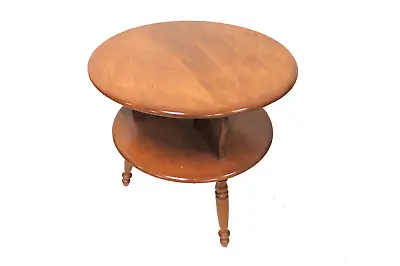 Ethan Allen Early American Maple And Birch Round End Table • $349