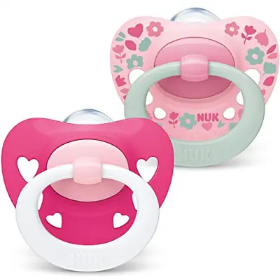£6.70 • Buy NUK Signature Baby Dummy | 6-18 Months | BPA-Free Silicone Soothers | Pink | 2