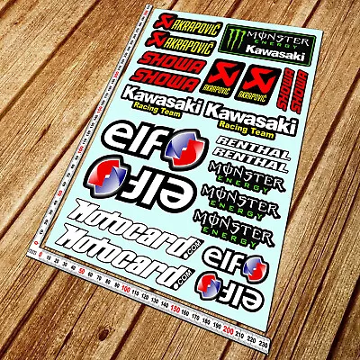 Ninja ZX Motorcycle Sponsor Decals Sheet 22 Sticker Kawasaki Zx10r Superbike Elf • £10.90