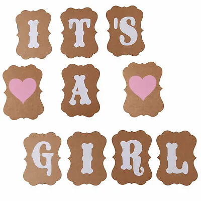 Its A Girl Heart Bunting Party Banner Baby Shower Parties Decoration Garland Uk • £2.69