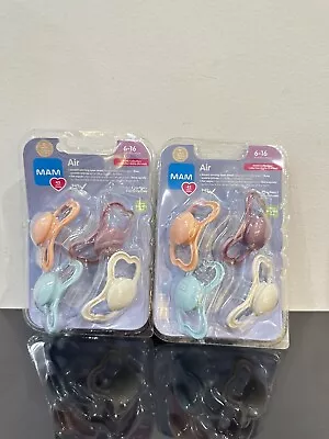 MAM Air Matte Pacifiers For Sensitive Skin 6-16 Months (2 Packs Of 4) 8 Total • $4.76