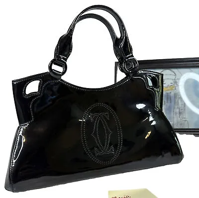 $375 • Buy Genuine Authentic Cartier Marcello Black Patent Leather Handbag