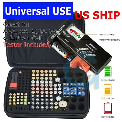 Battery Storage Organizer Tester Carry Case Bag Hold 152 Batteries AA AAA C D 9V • $21.99