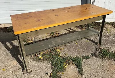 Vintage Industrial Lyon Wood Top Workbench • $700