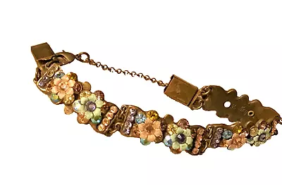 Michal Negrin Bracelet Floral Pastel Flowers Colorful Swarovski Crystal Retired • $128