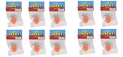 10 Sets Of Steel Metal Jacks With Rubber Super Ball Classic Kids Toy Free Ship • $10.93