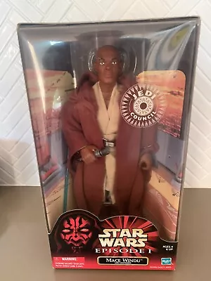 Star Wars Hasbro Episode 1 Jedi Council Mace Windu W/ Lightsaber 12  Figure 1999 • $70