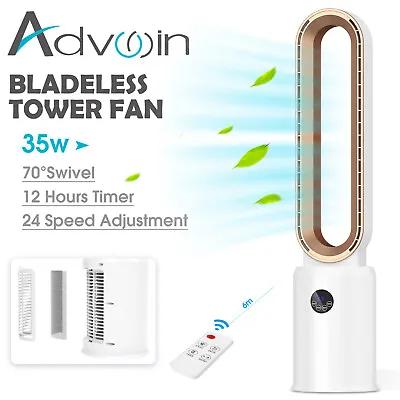 Advwin Bladeless Fan Cooler Electric Sleep Timer LED Display Tower Fan Gold • $109.90